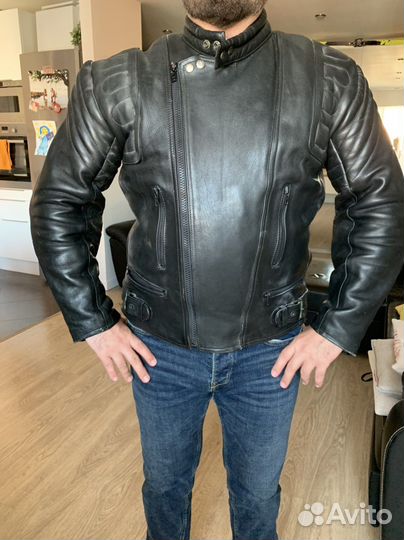 Куртка мотоциклетная мужская кожаная Размер 52-54
