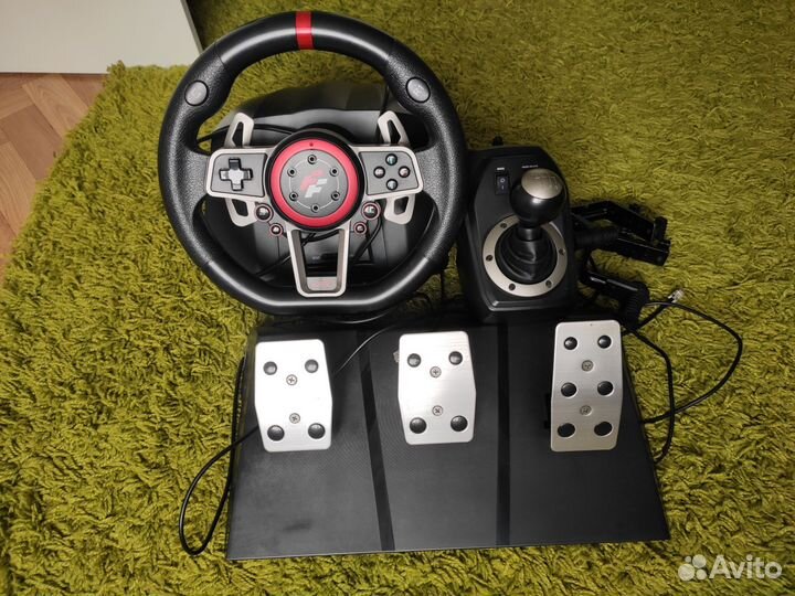 Игровой руль 900 градусов 3 педали и кпп