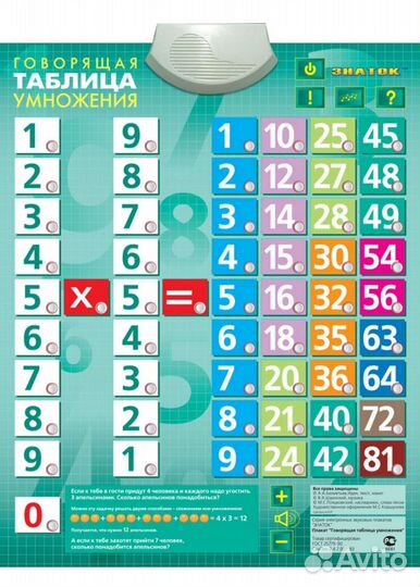 Говорящая таблица умножения