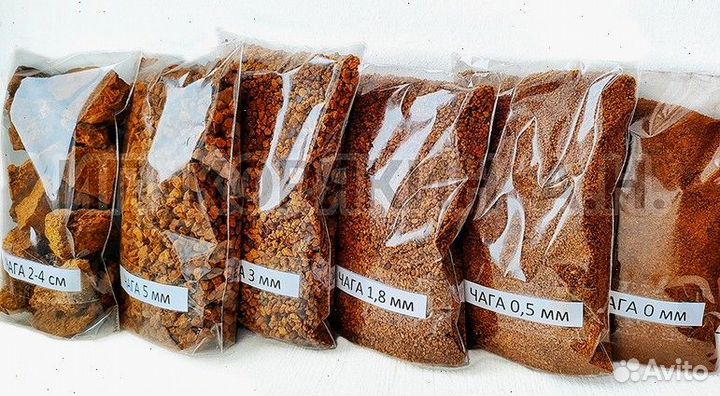 Чага молотая и кусковая, сушеная