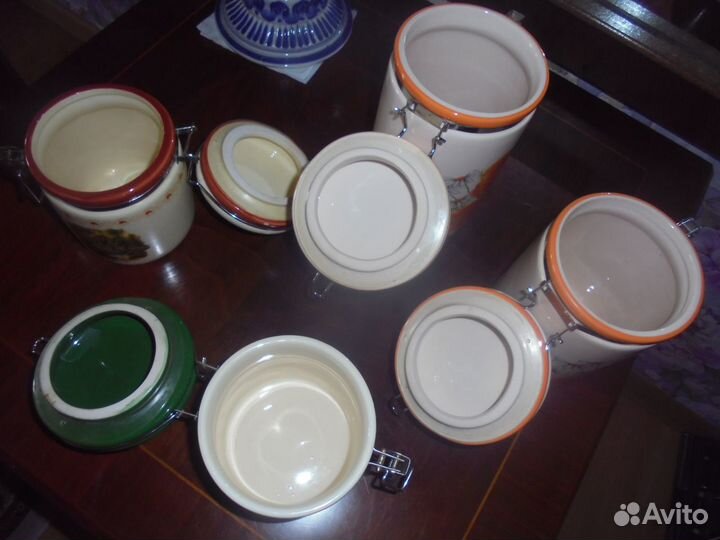 Наб банок 2 шт для сыпуч прод с клипс керам Коралл