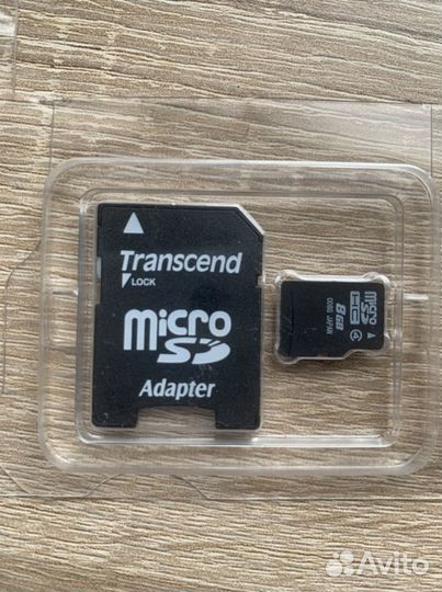 Карта памяти micro sdhc 8Гб Transcend + адаптер на