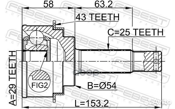 Шрус наружный 29x54x25 (mitsubishi pajero pinin