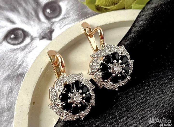 Серьги и кольцо покрытие золото