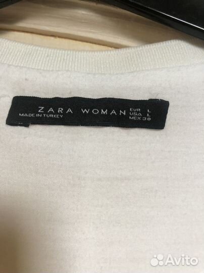 Блузка Zara белая трикотаж/шифон L (30) размер