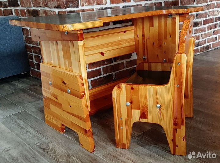 Растущая парта со стулом (дерево)