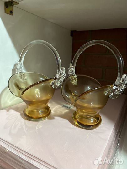 Конфетница ваза с ручкой СССР