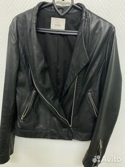 Кожаная куртка косуха mango