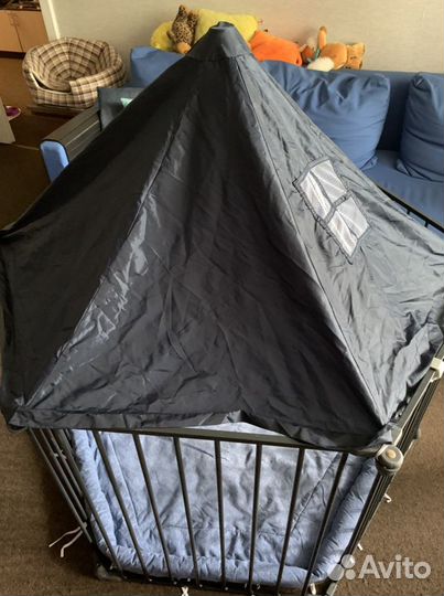 Манеж трансформер металлический с крышей