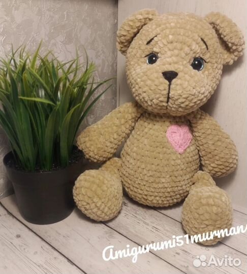 Вязаные игрушки ручной работы мишка и зайка