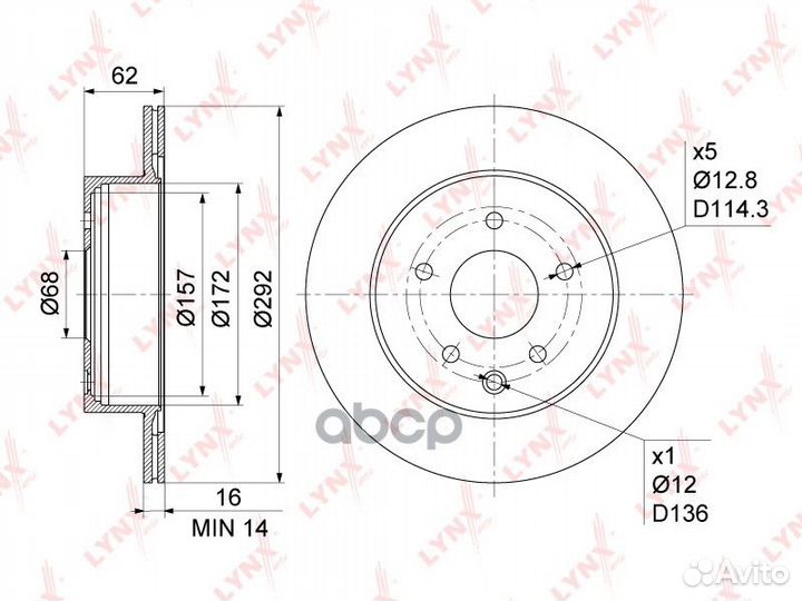Диск тормозной зад BN1117 lynxauto