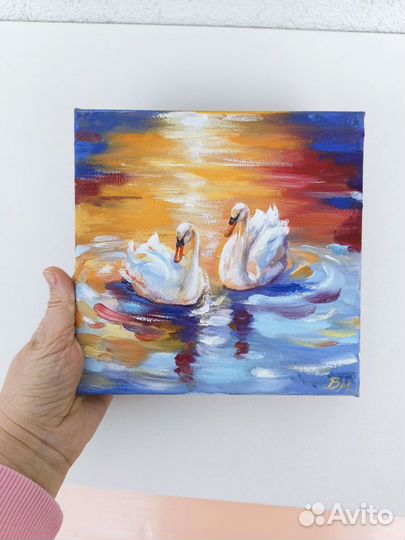 Картина с лебедями оригинальная картина маслом