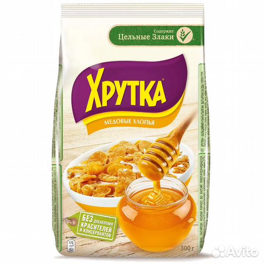 Готовый Завтрак Хрутка Медовые Хлопья 300г