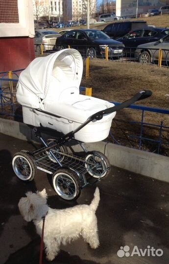 Коляска Emmaljunga Mondial 2в1 Белая кожа