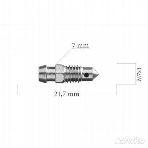 Штуцер прокачки тормозов м7х1 длина 21,7мм