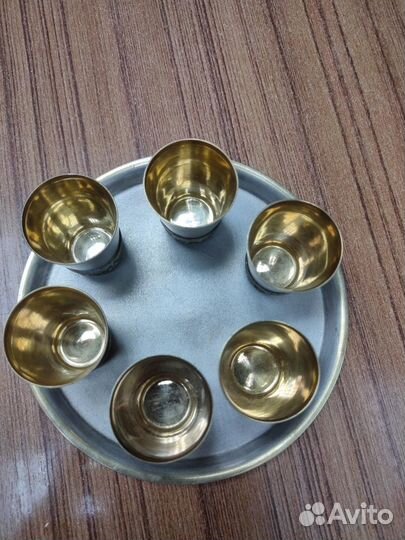 Мельхиоровые стопки с эмалями и позолотой. СССР