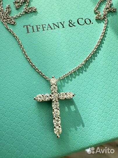 Подвеска крест tiffany золотой бриллианты