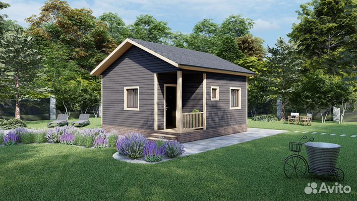 Одноэтажный каркасный дом 6 на 6 (36м2)