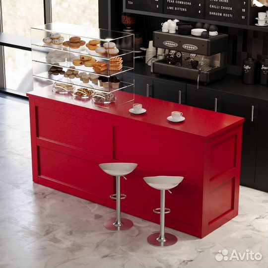 Барная стойка, барный модуль Прайм Красная 1500х900х600