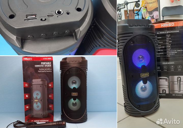 Колонка Blutooth Kimiso микрофон радио подсветка