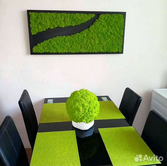 Панно из мха мох стабилизированный в интерьере
