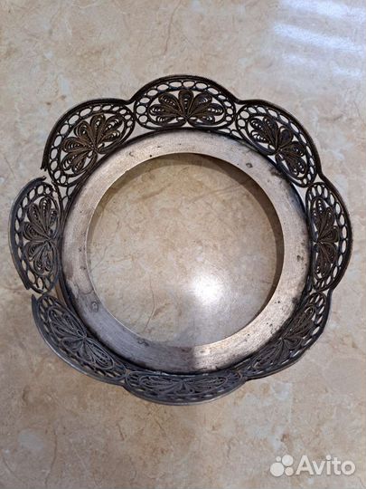 Мельхиоровая подставка под конфетницу, сахарницу