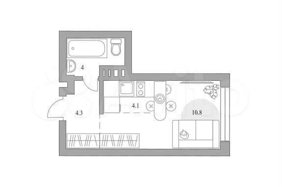 Квартира-студия, 23,2 м², 4/4 эт.