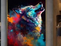 Картина маслом на холсте красочный волк