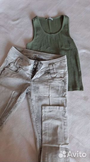 Одежда пакетом, джинсы, платье