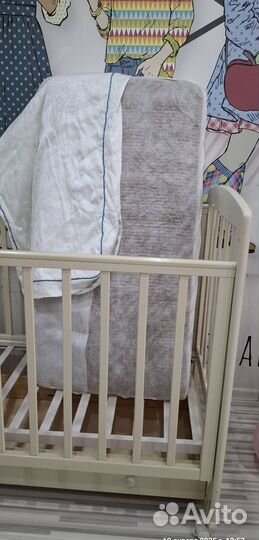 Кроватка Лель съёмная стенка+ящик, без маятника