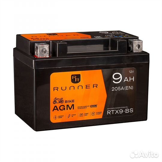 Мото аккумулятор runner RTX9 BS