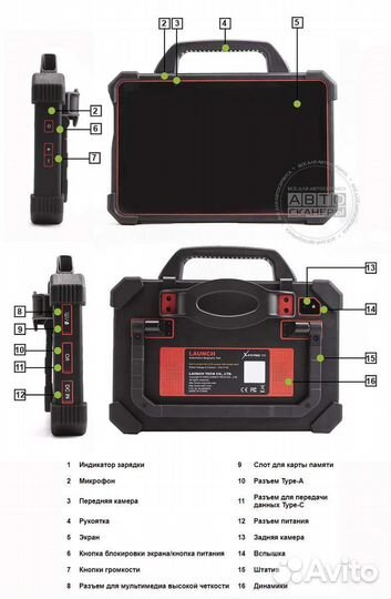 Диагностический сканер launch X431 padvii link