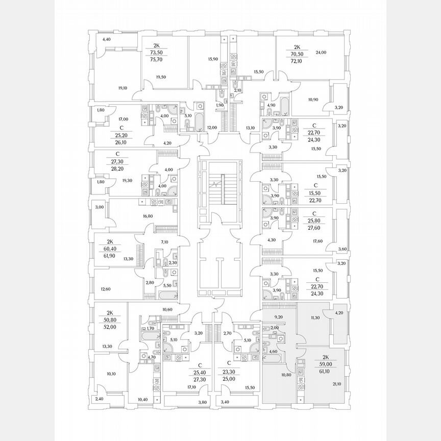 2-к. квартира, 60,6 м², 9/13 эт.