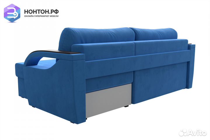 Диван угловой еврокнижка Форсайт велюр голубой