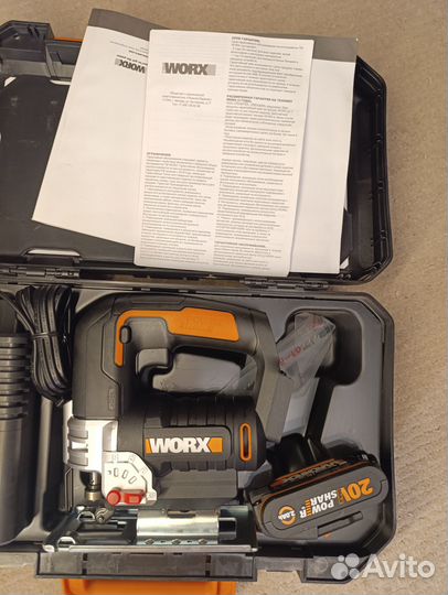 Аккумуляторный лобзик worx 20 В, 1x2 Ач, кейс WX54