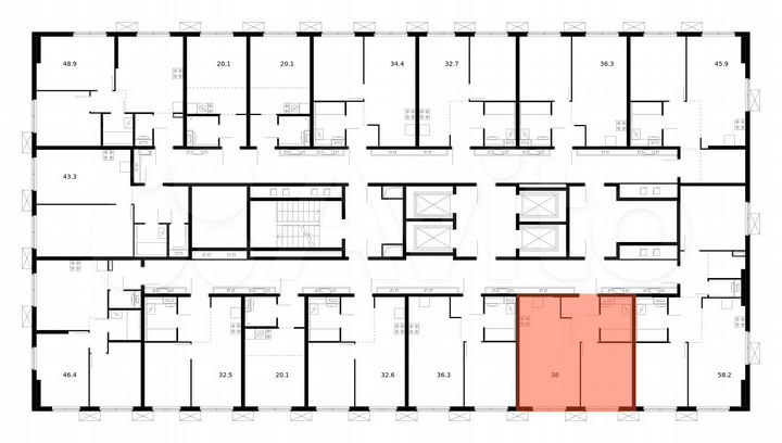 Квартира-студия, 38 м², 32/33 эт.