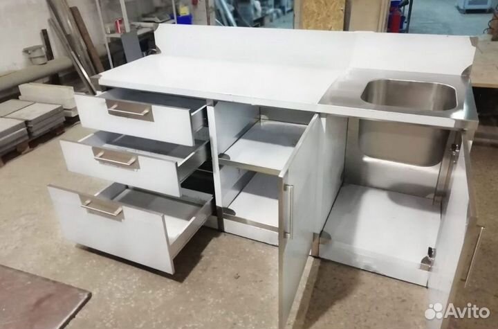 Стол купе с мойкой из нержавеющей стали нержавейки