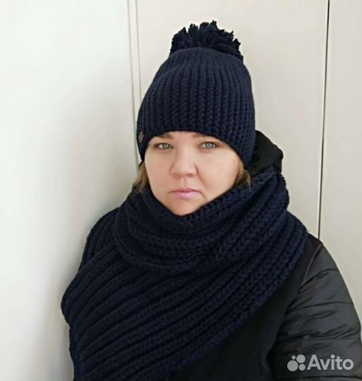 Шапка Бини и шарф длиной 180см