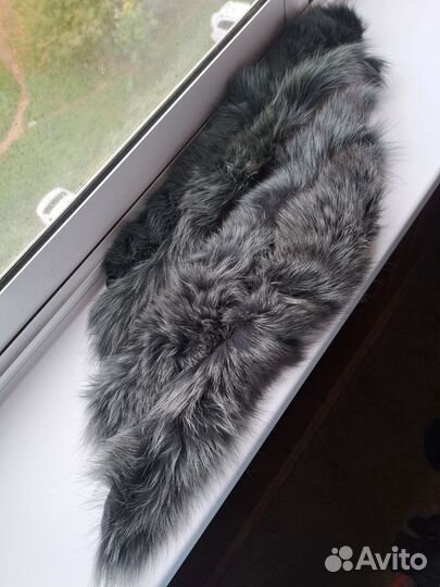 Песец Натуральный Мех Чёрный на Кончиках Зелёный