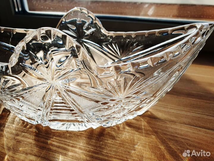Хрустальная ладья конфетница ваза СССР