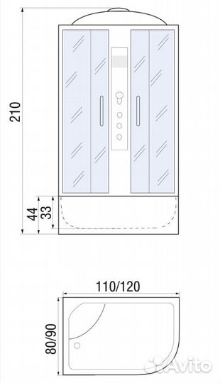 Душевая кабина river dunay 120/80/44 MT R с турецк