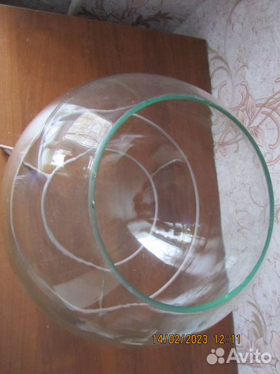 Аквариум 20 л круглый стеклянный с подставкой