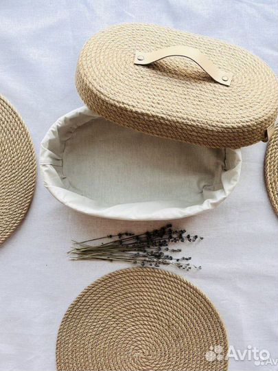 Сервировочный набор из джута (хлебница,4 салфетки)