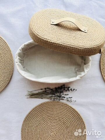 Сервировочный набор из джута (хлебница,4 салфетки)