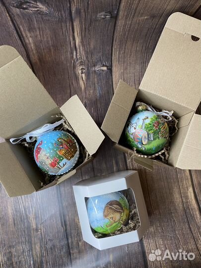 Стеклянные елочные шары ручная работа