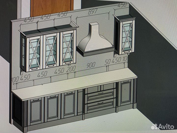 Кухня 3,2 м с фасадами массив ясеня