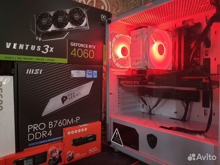 Новый Пк MSI RTX4060 Ventus 3X+Core i5-12400F/B760