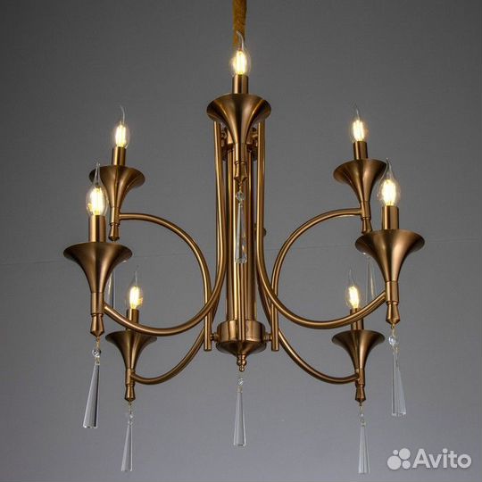 Люстра 'Тронг' 8х40Вт Е14 латунь 72х72х63 см