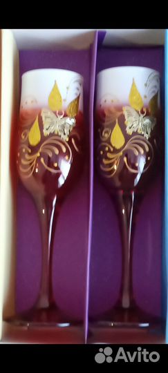 2 бокала хрусталь, стекло, новые, не использовали