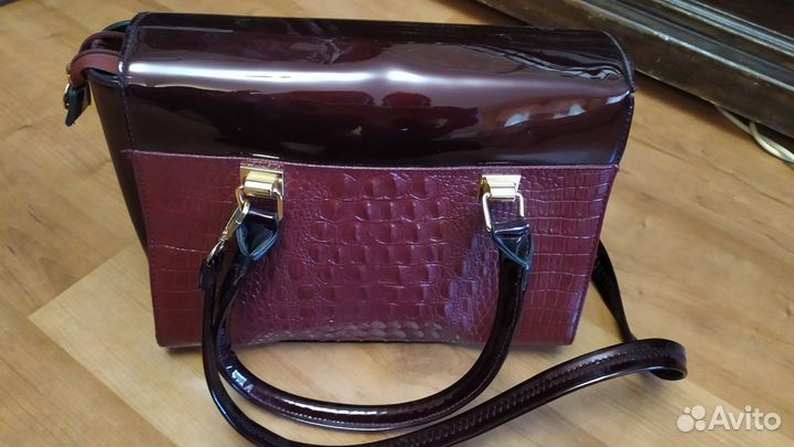 Сумка натуральная кожа красная